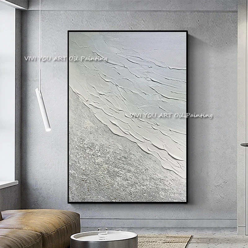 

Modern Abstract Simple Oil Painting on Grey Canvas Abstract Textured Cuadros Wall Art Pictures for Living Room Home Decoration