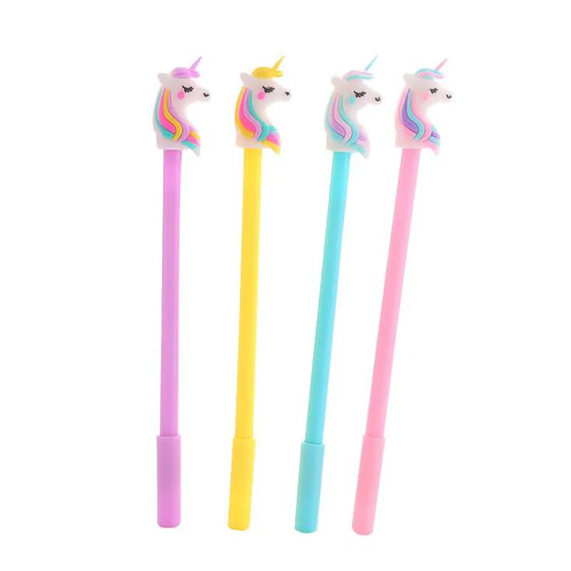 

2pc Kawaii Gel Pen Unicorn Student Office School Supplies Black Ink Signature Water Pen Promotional Korea Stationery 0.5mm