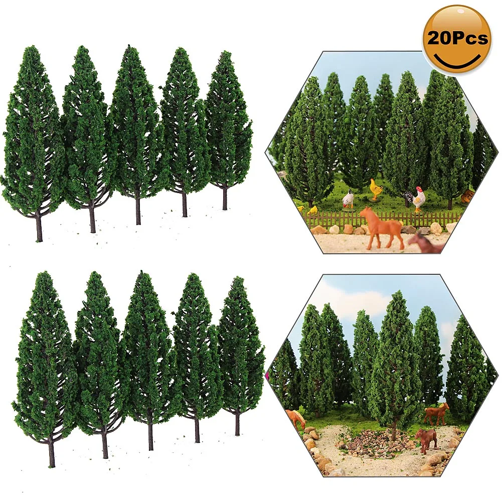 

S13045 10pcs 1:50 Model Pine Trees Deep Green For OO O Scale Layout 125mm Railway Scenery