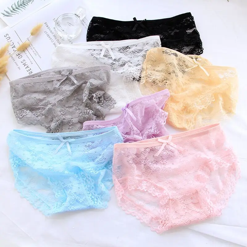 12 Pcs / Set Panties Woman Set Sexy Transparent Panties Comfort Underpants Sexy Lace Briefs For Woman Low-Rise Female Underwear