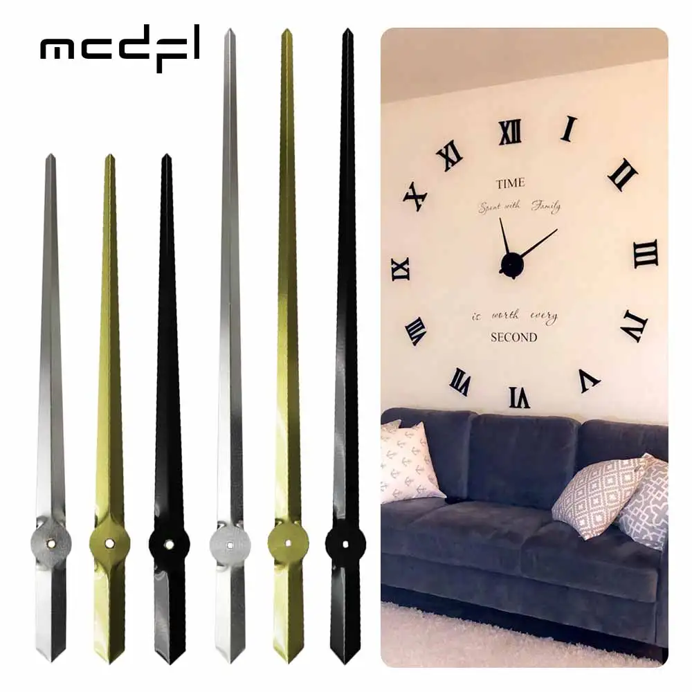 MCDFL Large Wall Clock Hands for Giant Watches Long Spade Huge Big Arrows Metal Self Adhesive 3d Needles Home Decor Decorative