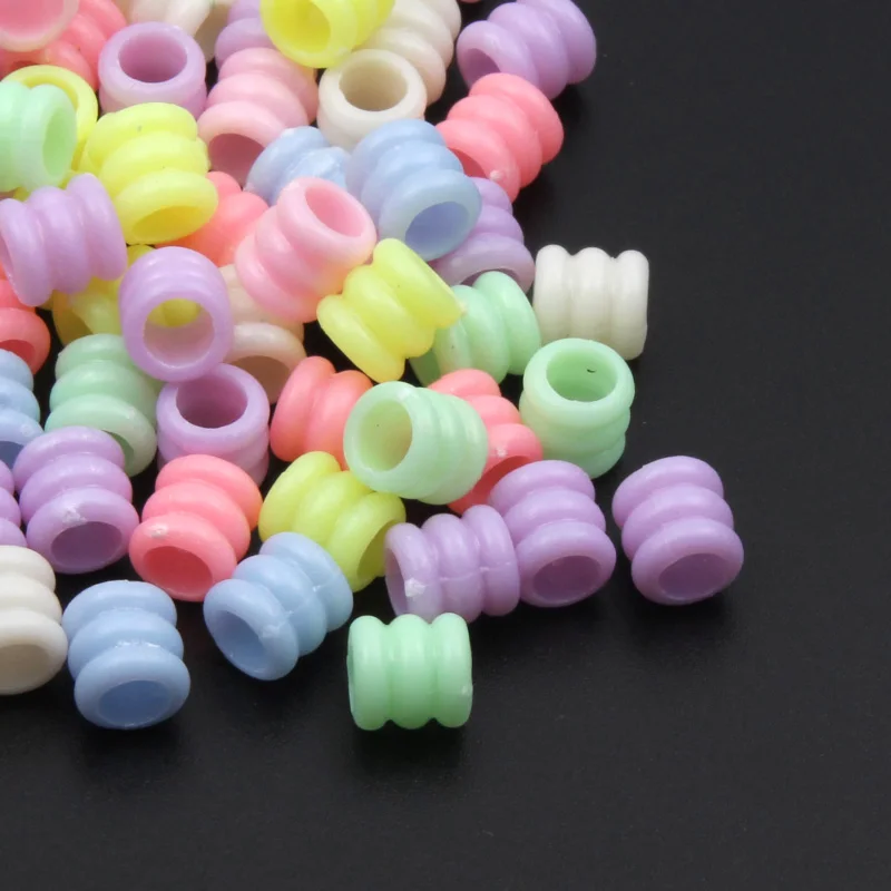 100Pcs/lot 7*7mm Candy Color Big Holes Acrylic Beads Loose Spacer Beads For Jewelry Making Bracelet Diy Dirty Braids Accessories