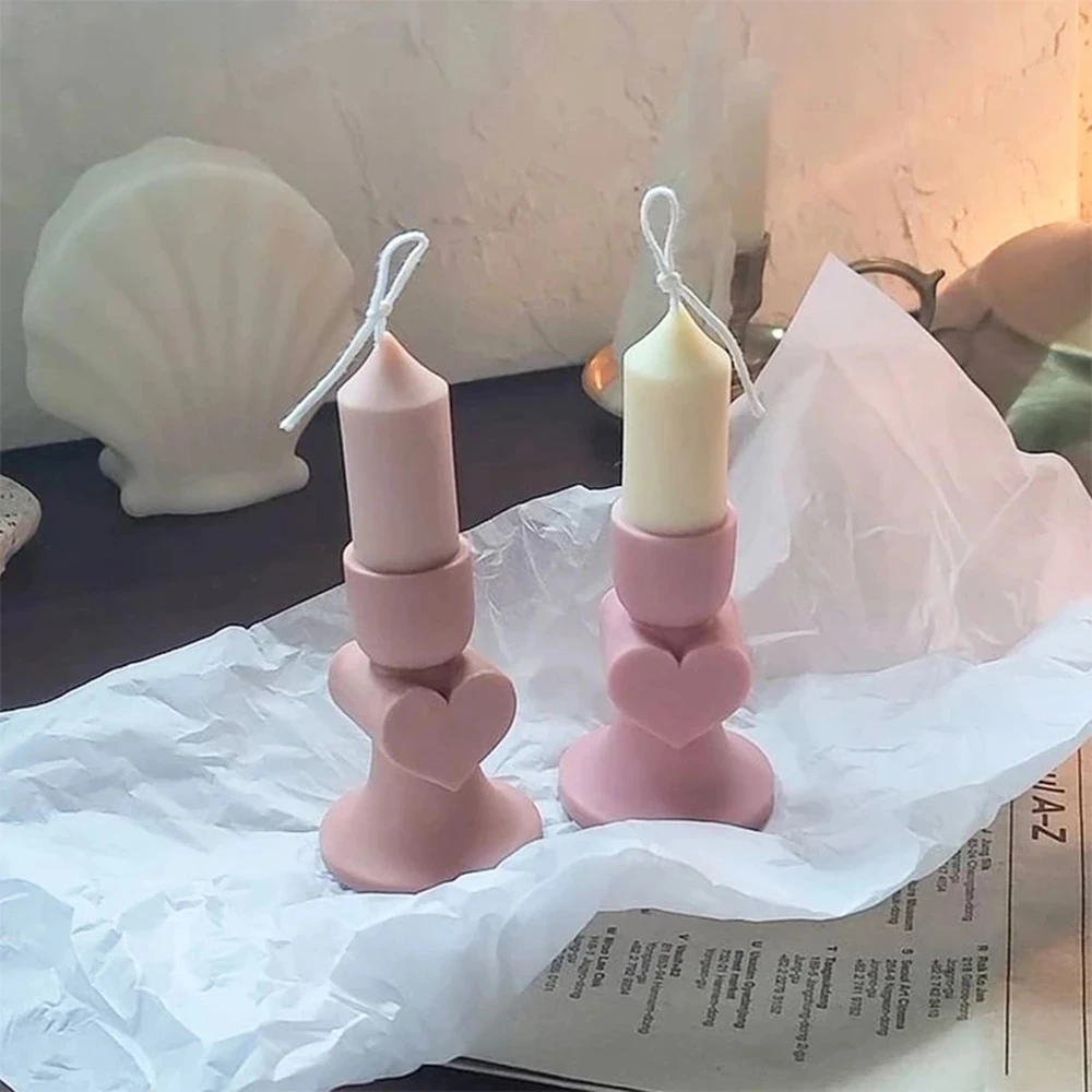 Retro Love Candlestick Silicone Candle Mold for DIY Handmade Aromatherapy Candle Plaster Ornaments Soap Mould Handicrafts Making