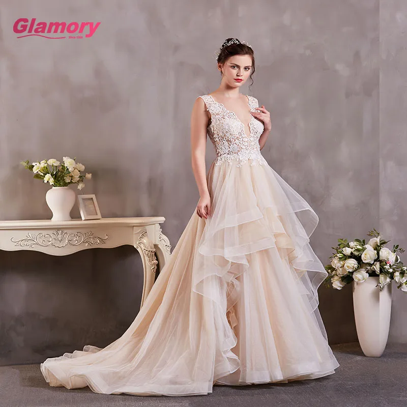 Embroidered Lace Wedding Dresses Good Quality Patty Dress For Wholesales