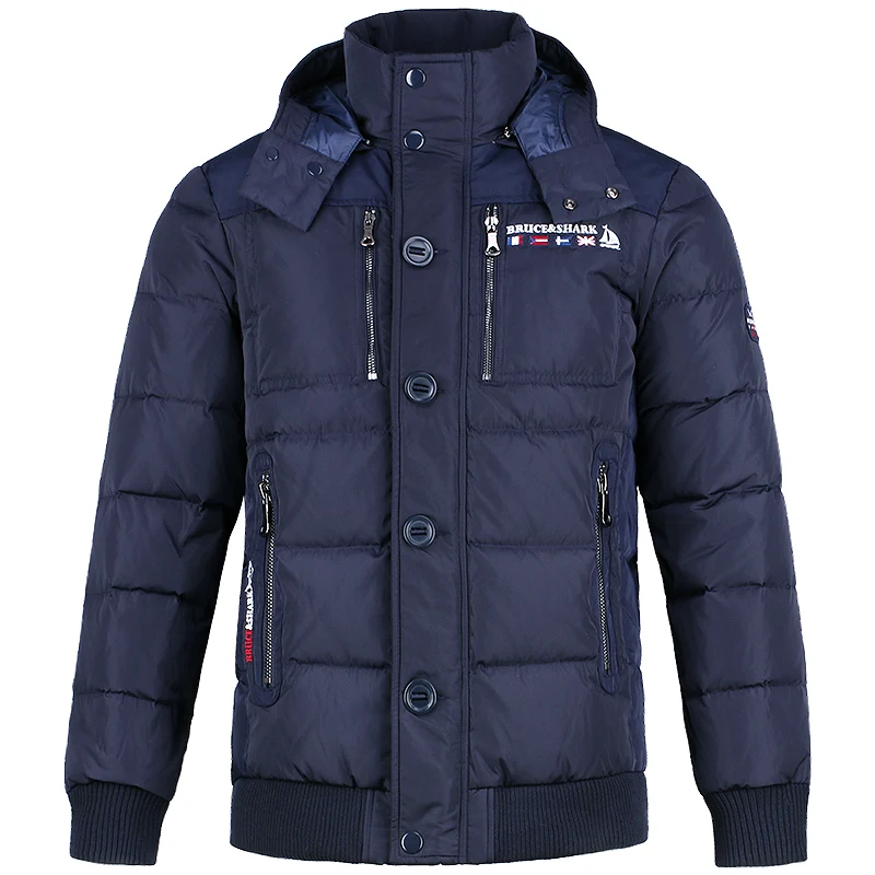 Neue Herren-Daunenjacke mit Federn, 70 % graue Entenfedern, Luxusmarke, wasserdicht, lässig, für Herren, dicker Thermo-Mantel mit Kapuze, große