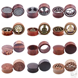 2pcs Wood Flesh Ear Plugs Tunnels Ear Piercings Earlets Saddle Woodern Earring Expander Gauge Double Flare Body Jewelry Piercing