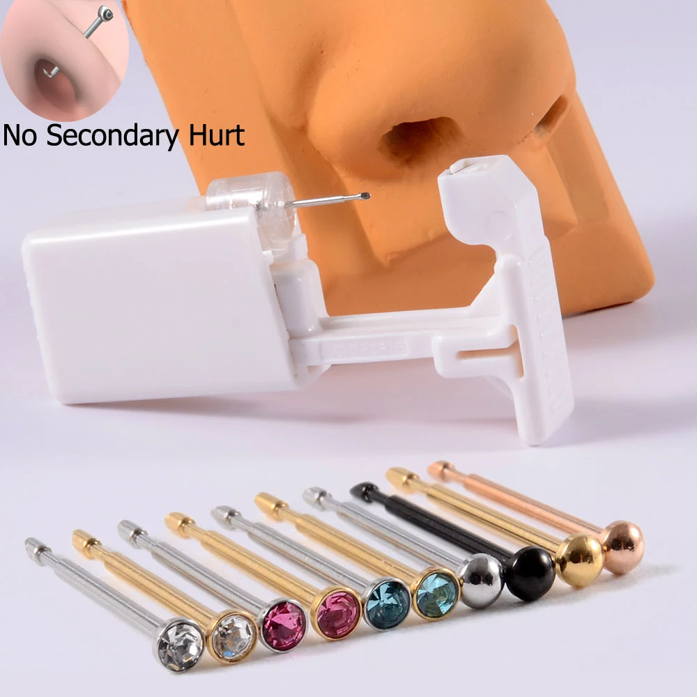 1Unit New Desgin Nose Studs Piercing GunDisposable Safe Sterile Piercing Tool Machine Nose Piercer Kit Earring Stud Body Jewelry