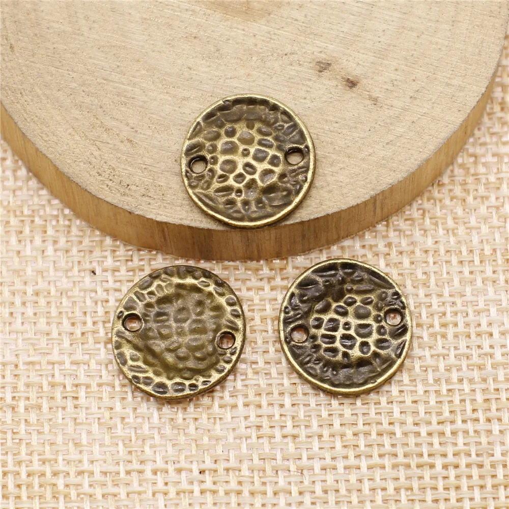 43pcs 16x15mm antique bronze Small water ripple tag connector charms diy retro jewelry fit Earring keychain hair card pendant