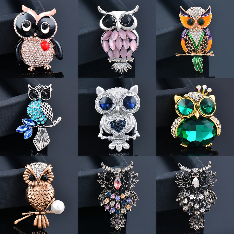 SINLEERY Vintage Owl Brooches For Women Pin Animal Pink Opal wedding accessories Fashion Jewelry