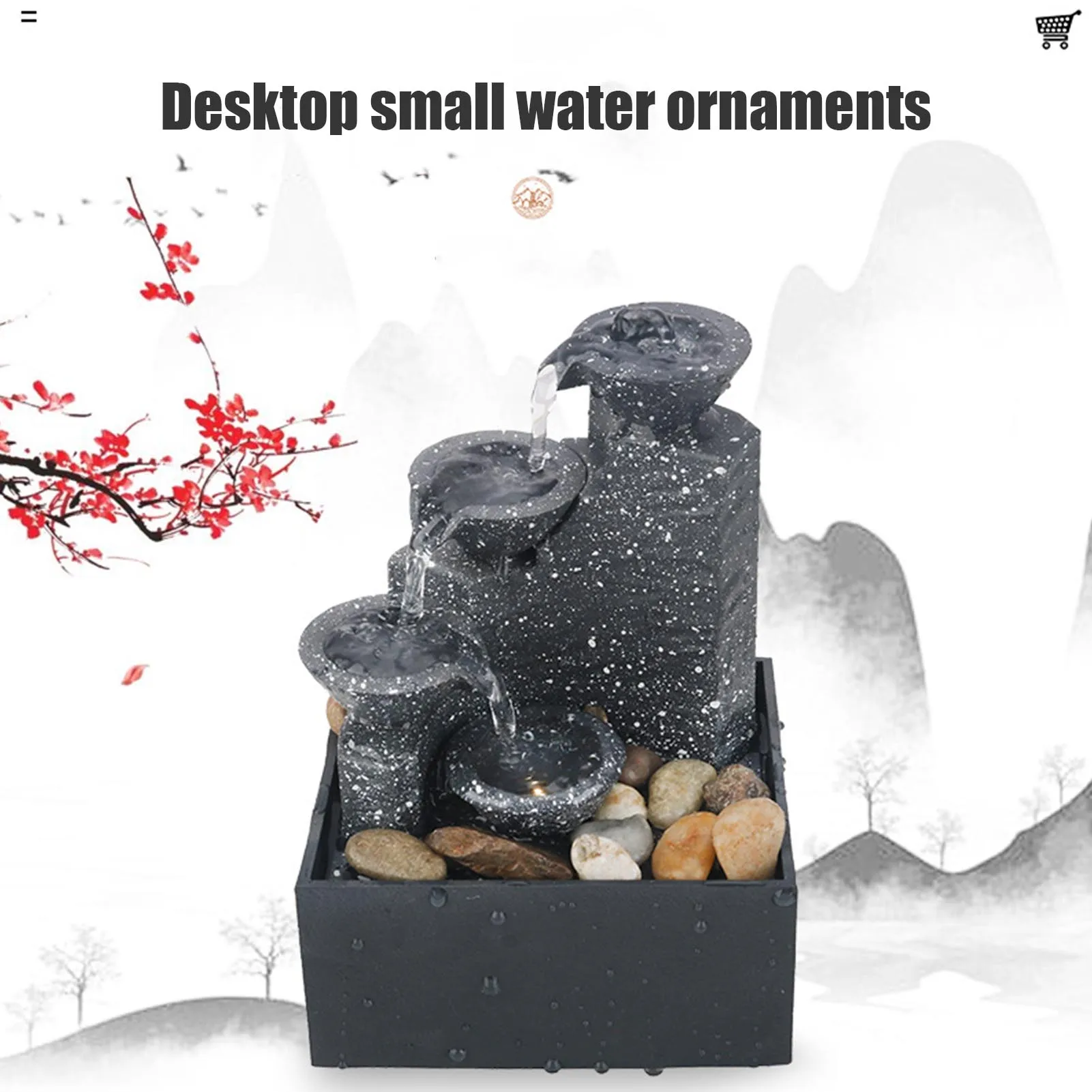 Rockery Indoor Fountain Waterfall Feng Shui Desktop Water Sound Meter Desktop Ornaments Home Decoration Crafts gaudily