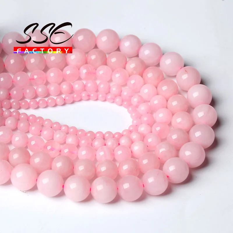 Wholesale Natura Rose Quartz Beads Pink Crystal Round Loose Stone Beads For Jewelry Making DIY Bracelet 4 6 8 10 12mm 15\