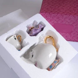 고품질 만화 아름다움과 야수 주전자 머그잔 부인 포츠 칩 차 주전자 컵 한 세트 사랑스러운 크리스마스 선물 빠른 게시물