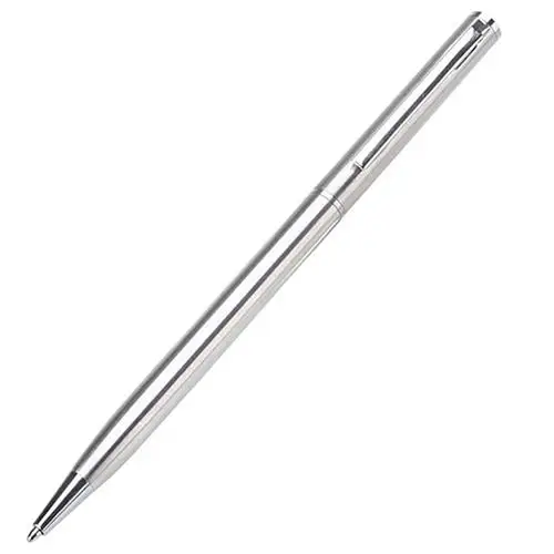 Metal Ballpoint Pen Silver Tone Metal Rotating Ballpoint Pen Ball-point Pen Writing Medium Gift 2020