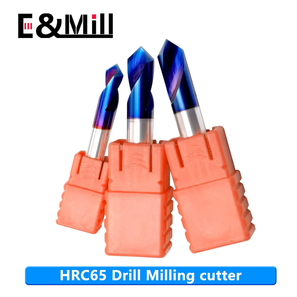 HRC65 Tungsten steel milling cutter Chamfer End Mills positioning drill chamfering center drill fixed-point hole opener anlge 90