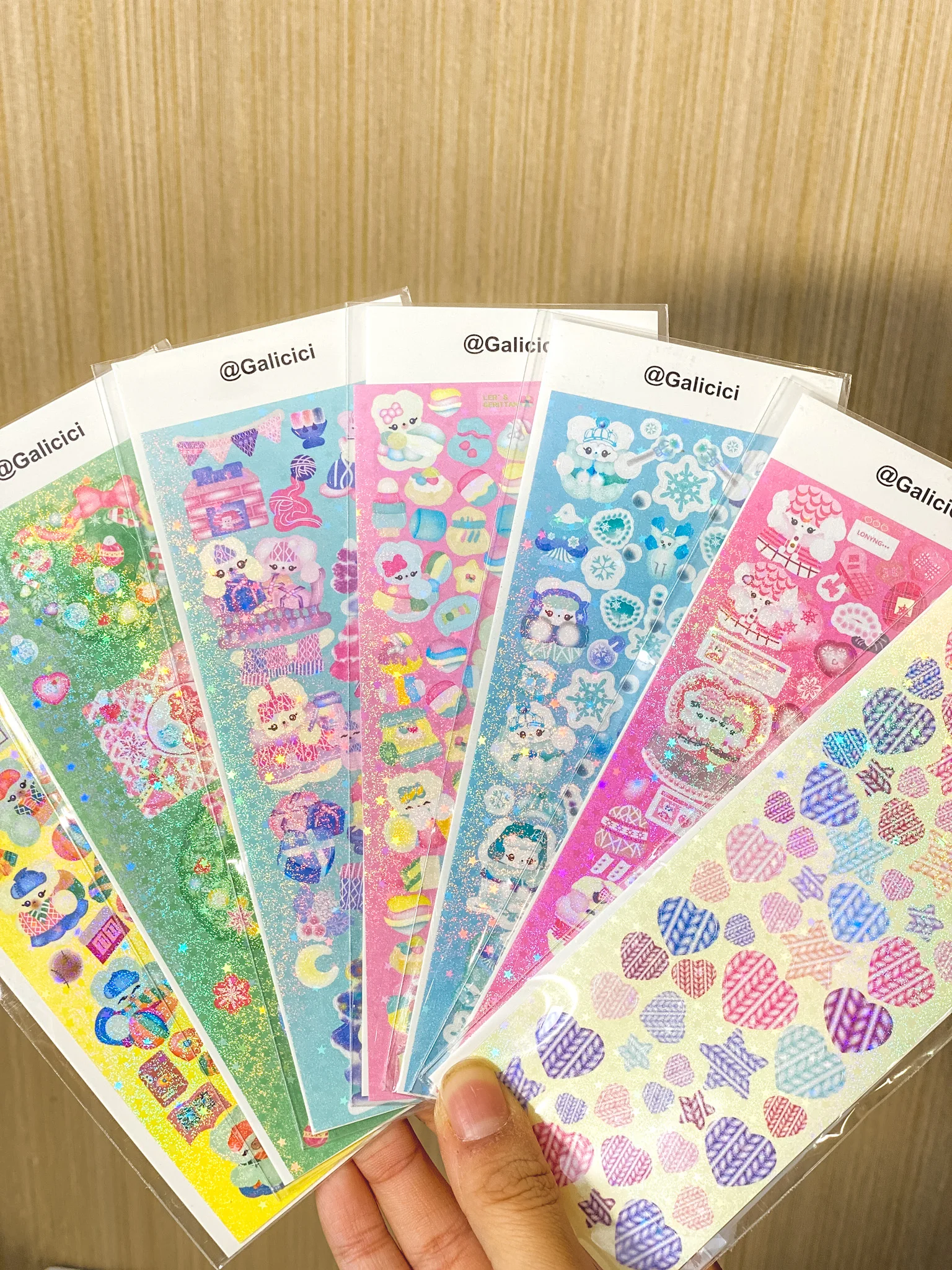 SKYSONIC New Arrival 7PCS Full Set Series Decorative Stickers Bear/Star Kawaii Kpop Idol Card Album Sticker Korean Stationery