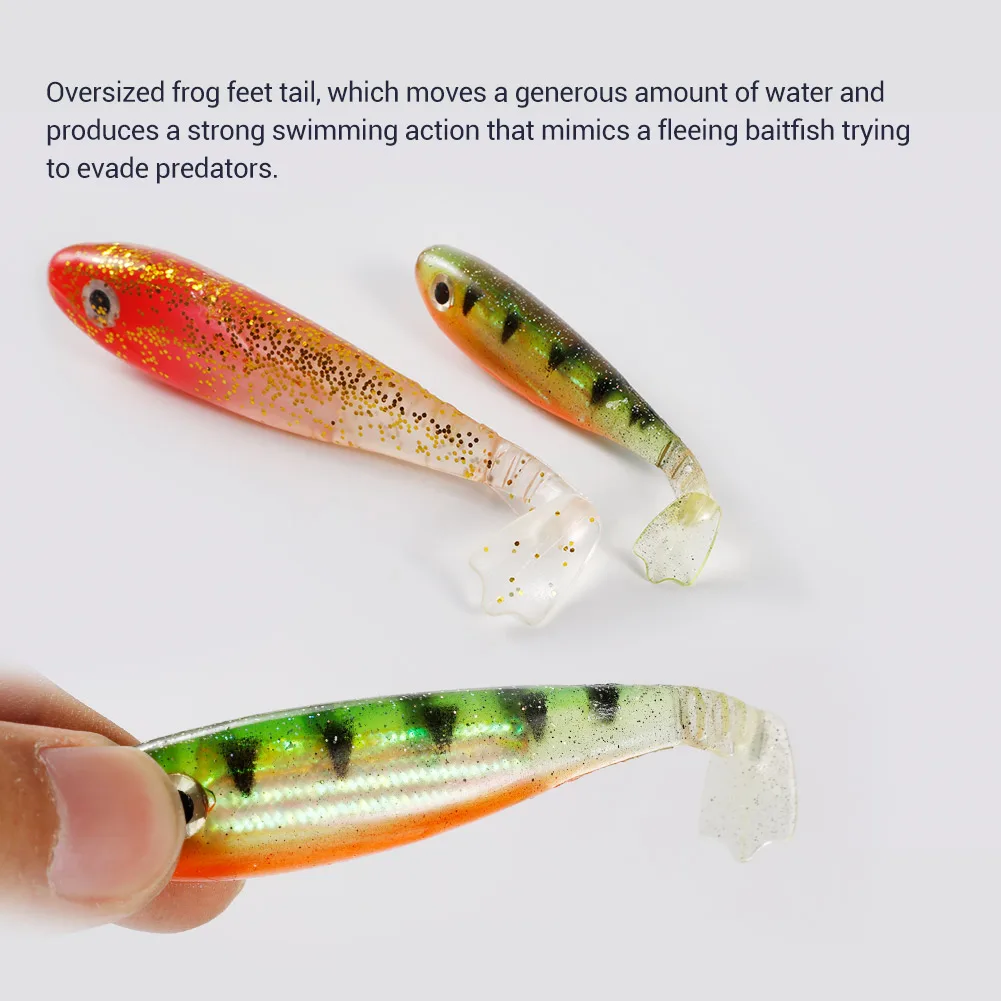 Noeby Soft Silicone Shad Lure 6cm2.5g 9cm8g 13cm23g Artificial Soft Bait Frog Tail Smelling Laser for Bass Pike Fishing Lure