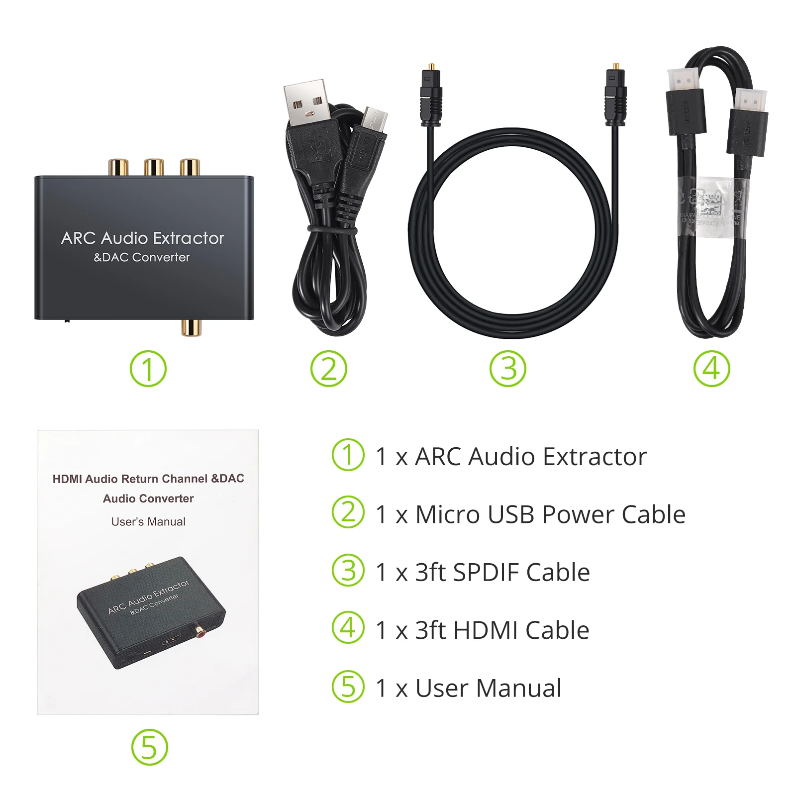 Neoteck Audio ritorno canale ARC Converter DAC adattatore Audio SPDIF ottico compatibile HDMI coassiale a RCA 3.5mm Jack Stereo