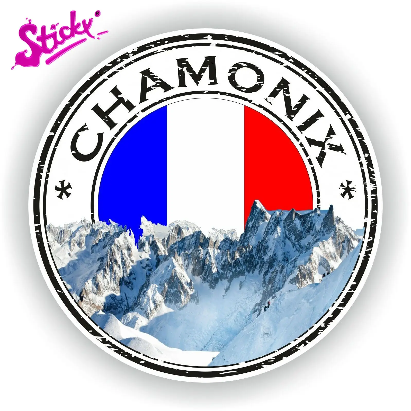 

STICKY Chamonix France Stamp Seal Badge Brand Car Sticker Decal Decor Motorcycle Off-road Laptop Trunk Guitar PVC