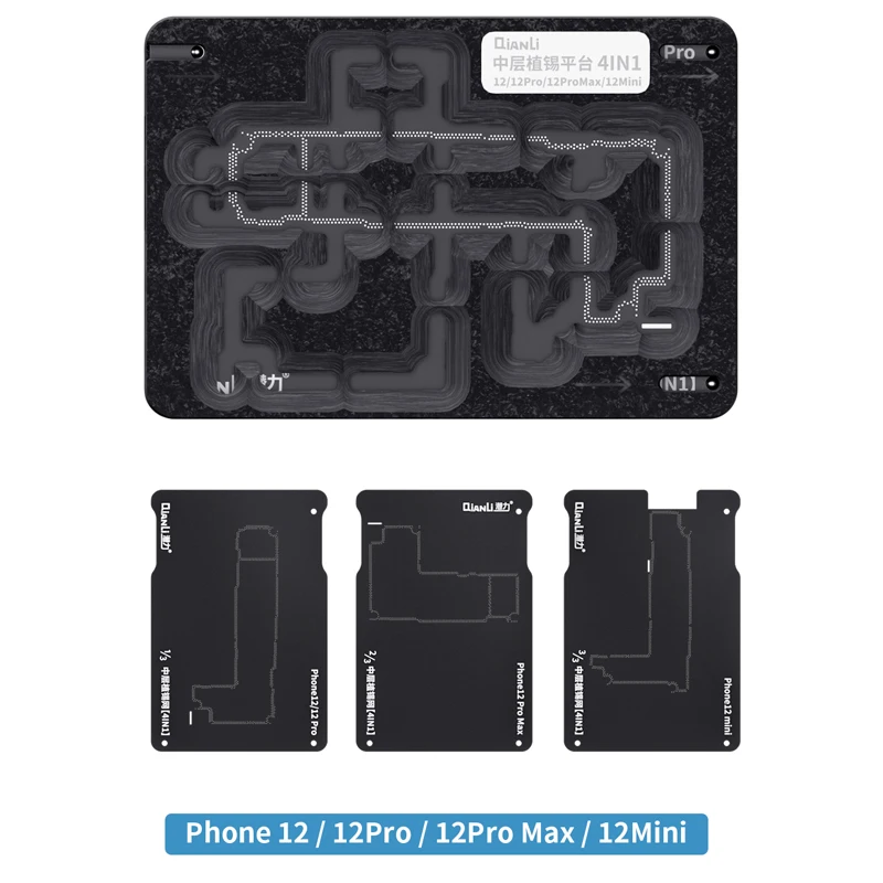 Qianli BGA Reballing Stencil for iPhone 14 13 12 11 Pro Max XS X Motherboard Middle Layer Planting Tin Platform Fixture