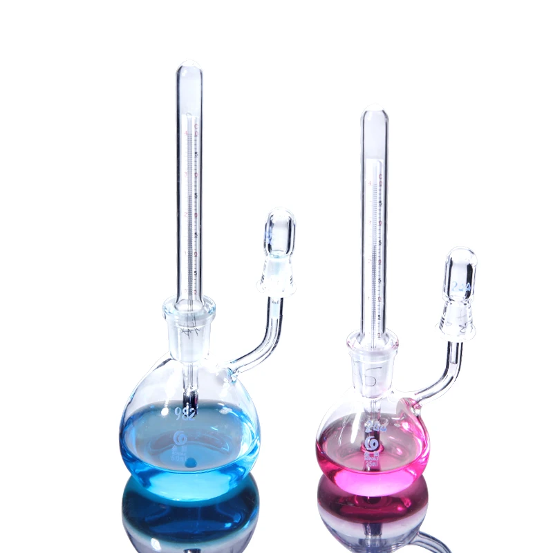 

25 50mL Lab Glass Pycnometer with Thermometer Specific Gravity Bottle Picnometer Laboratory Equipment