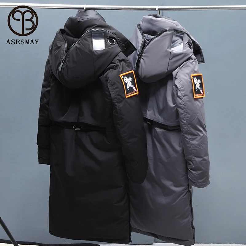 Asesmay 2020 New Arrival Men Down Jacket Long Thicken Warm Winter Coat Hooded Quality Male Brand Parkas For Lovers Clothing