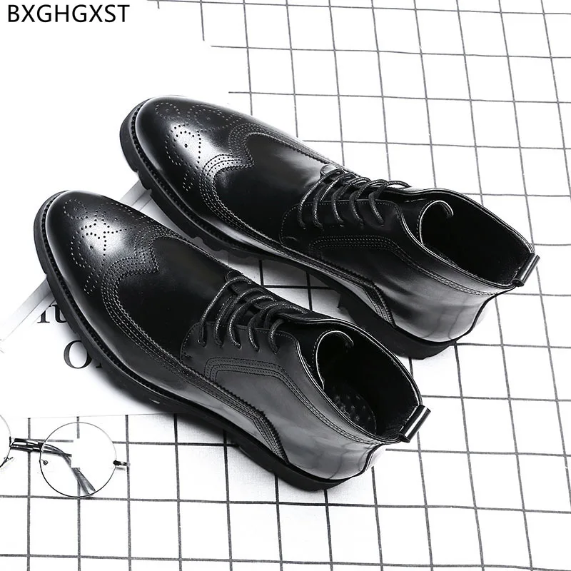 Ankle Boots for Men Male Platform Motorcycle Boots Men Casual Shoes Leather Boots for Man 2024 Luxury Designer Shoes Men Zapatos