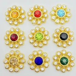 30Pcs Mixed Color With Shiny Diamonds Resin Flower Flatback Cabochon Scrapbooking Fit Hair Clips Embellishments Beads G33