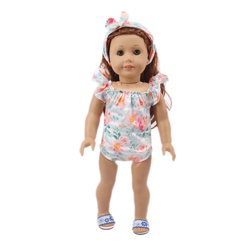 For 18 Inch American&43Cm Baby New Born Doll Clothes，Our Generation , Gifts， Strapless Jumpsuit 2 Piece, Jumpsuit + Hair Band