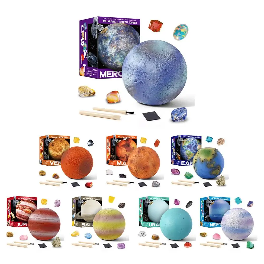 Gem Dig Kit Children\'s Science To Explore The Eight Planets Of The Solar System Treasure Excavation Set Gem Stone Dig Toy