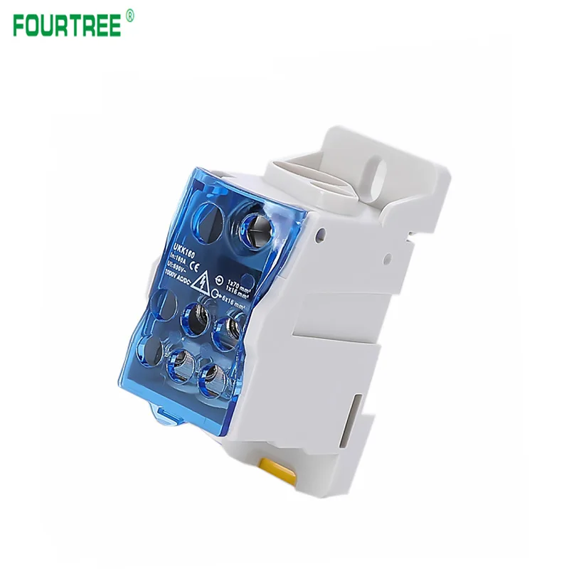 UKK 125 Terminal Blocks One In Several Out Power Distribution  Junction Box Universal Electric Wire Connector Din Rail 6 Way Out