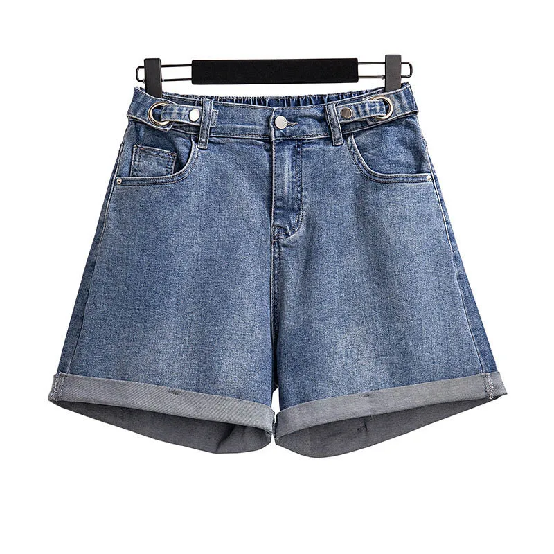 150Kg Plus Kích Thước Quần Short Denim Cao Cấp Dáng Rộng Thẳng Quần Ống Rộng Mông 150Cm 5XL 6XL 7XL 8XL 9XL Đen Xanh Dương