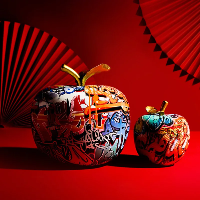 Figurines Statue Sculpture House Living Room Home Decor Decorative Nordic Modern Graffiti Style Painted Colored Apples