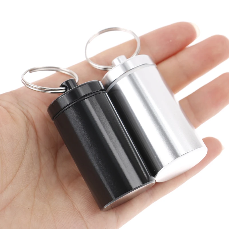 Mini Metal Waterproof Alloy Pill Box Case Bottle Drug Holder Container Keychain Medicine Box Health Care For Travel