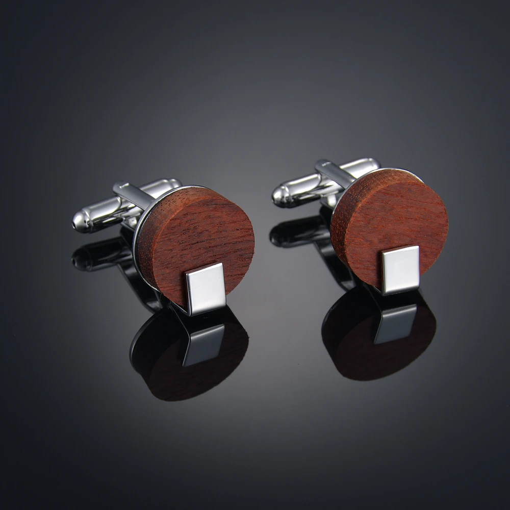 Square Wooden Cufflinks for High-end Men\'s French Business Cuffs Solid Wood Pattern French Sleeve Nails Customization