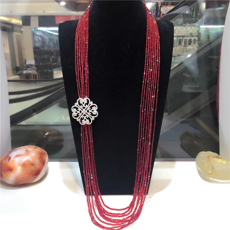 

Women's fashion zircon accessories clasp accessory red glass crystal necklace welcome custom colors fine jewelry