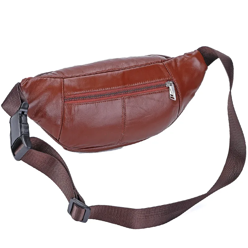 Fashion Genuine Leather Waist Packs Fanny Pack Bags Large Phone Pouch Bags Travel Waist Pack Male Waist Bag Leather Pouch