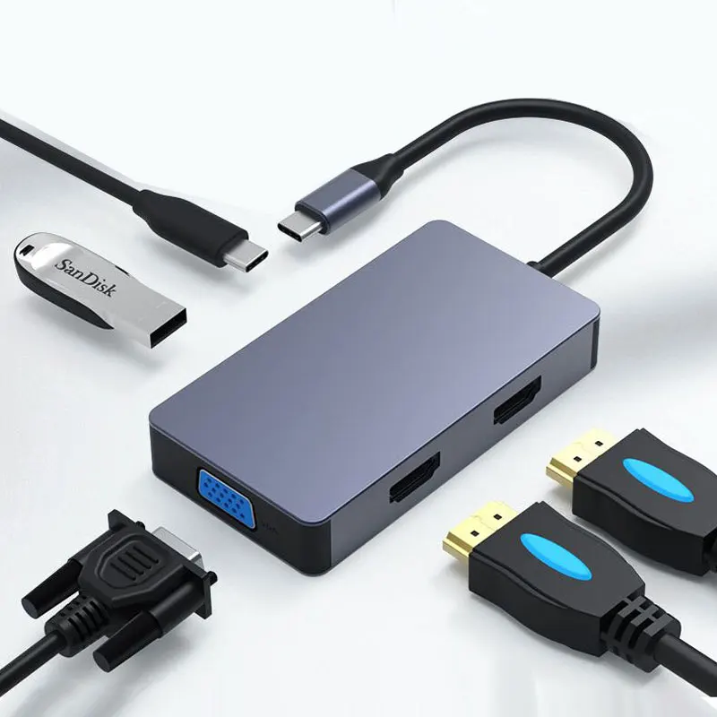 

Двойной HDMI 4K Multi USB 3,0 HDMI адаптер к разделителю 5 портов USB C концентратор USB-C Type C 3,1 Для MacBook Pro Аксессуары USB C концентратор