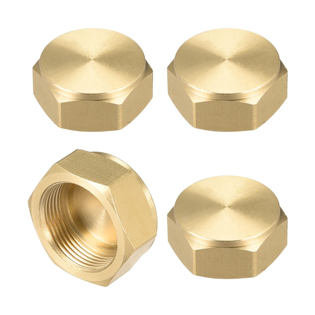 4pcs M20x1.0 Brass Female Pipe Fitting Valve Cap Hex Head End Plug Connector Adapter Brass Pipe Cap for Plumbing Hardware