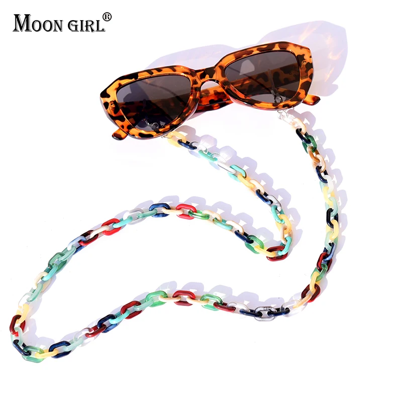 MOND MÄDCHEN Leopard Acryl Sonnenbrille Kette Chic Damen Anti Slip Lesebrille Eyewears Schnur Halter Neck Strap Lanyard 72cm