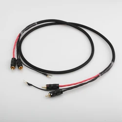 Audiocrast 2 RCA na 2 RCA ground U spade plug Audio Phono Tonearm kabel z przewód uziemienia na winylowa płyta długogrająca gramofon kabel sygnałowy