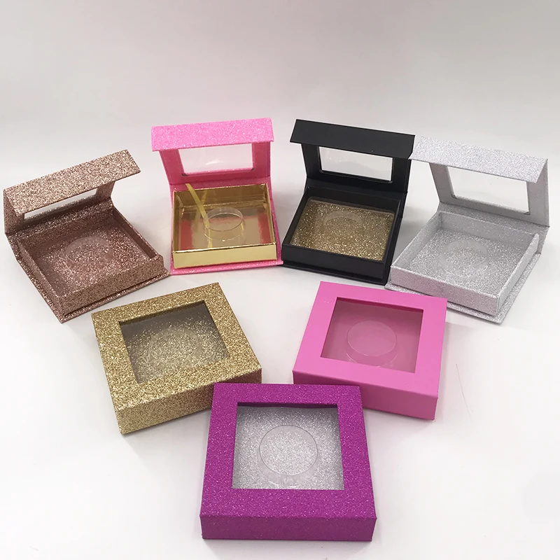 

Magnet Lash Box Without Eyelash Magnetic Glitter Colorful Square Lash Packaging