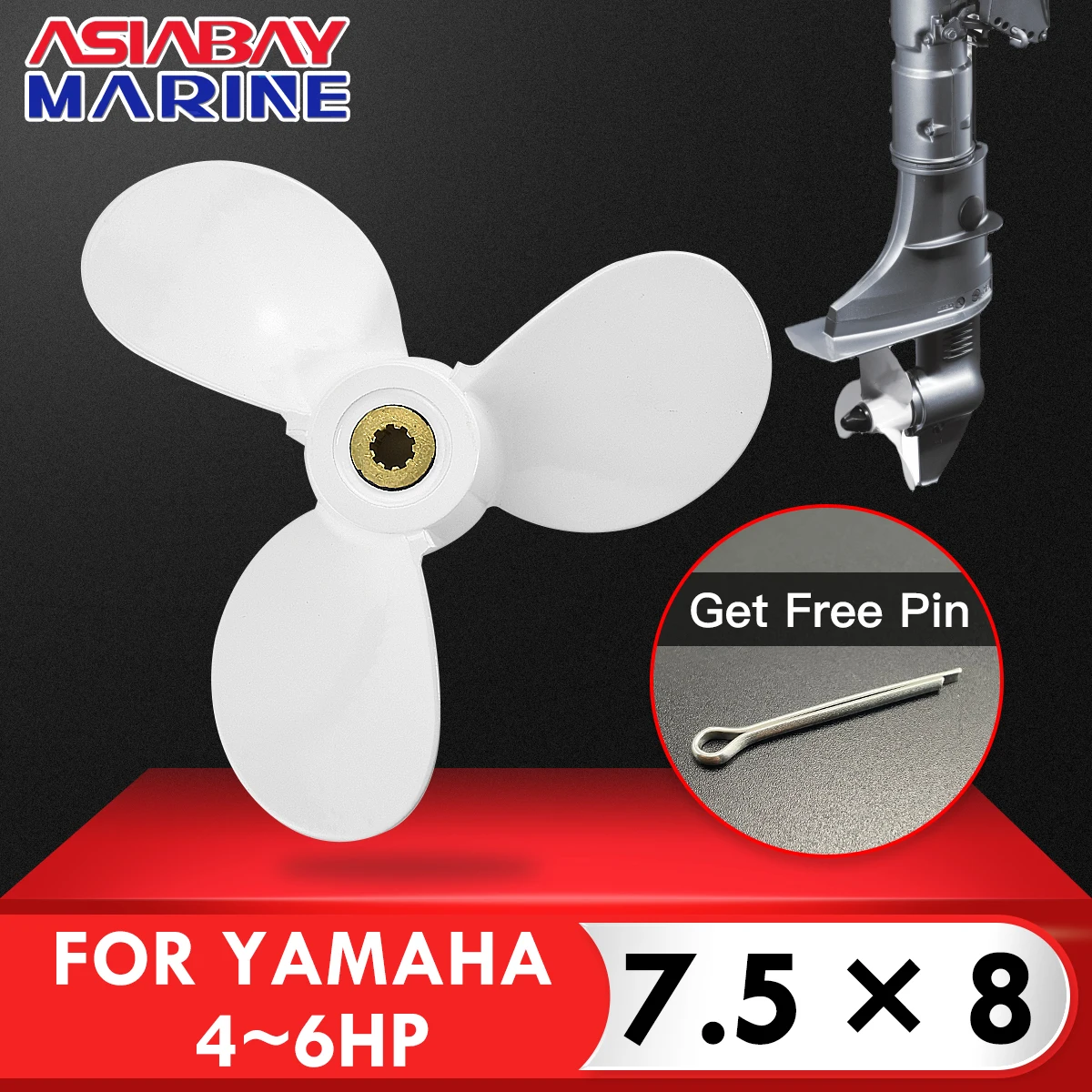 Outboard Propeller For Yamaha 4hp 6hp 7 1/2X8  Boat Motor Aluminum Alloy Screw 3 Blade  9 Spline Ship Marine Engine Part