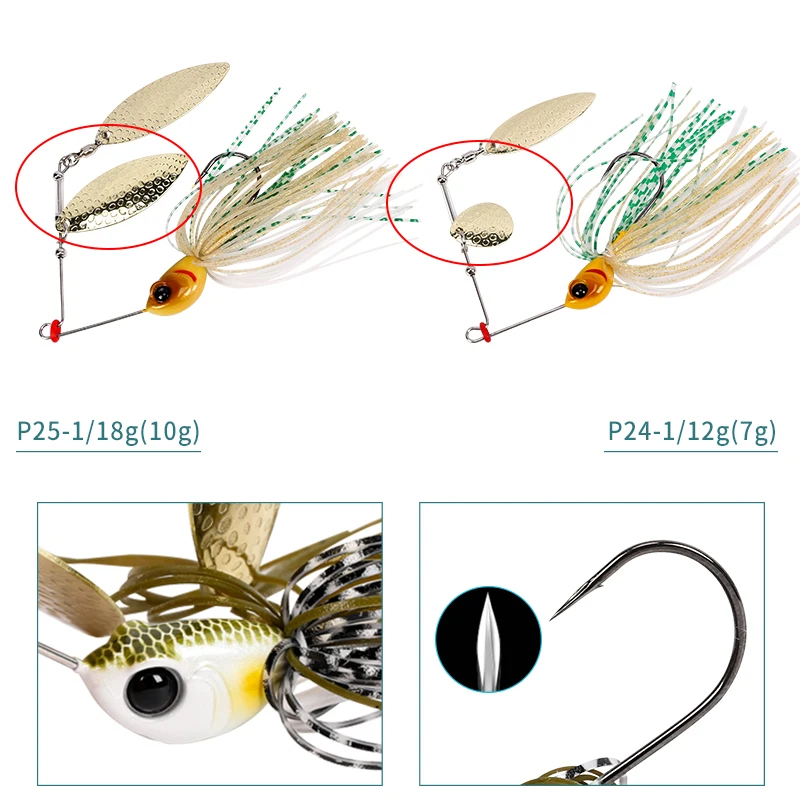 TSURINOYA Spinner Bait Buzzbait Metal Spoon Jig Fishing Lure brand 7g 10g Brass Swimbait Bass 1PCS