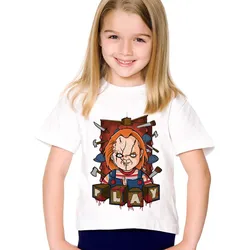 Cartoon Print Chucky Devil Baby Children T-shirts Kids Summer Funny Short Sleeve Tees Boys/Girls Tops Baby Clothes,oHKP5114