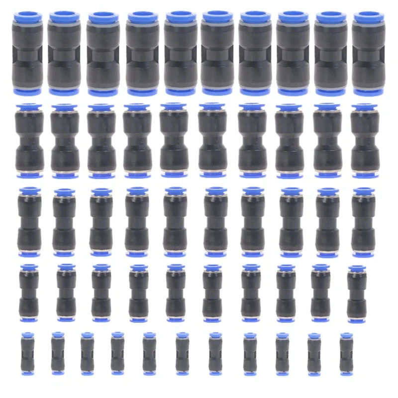 

50Pcs/lot Pneumatic Fittings Connector PU PY PE PL Trachea Connector Set Plastic Air water Hose Tube Gas 4mm to12mm