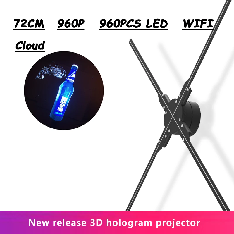 Imagem -02 - Naked Eye Holograma Projetor Nuvem Led Fan Publicidade Light Display Venda Quente 72cm 960 Pcs 3d