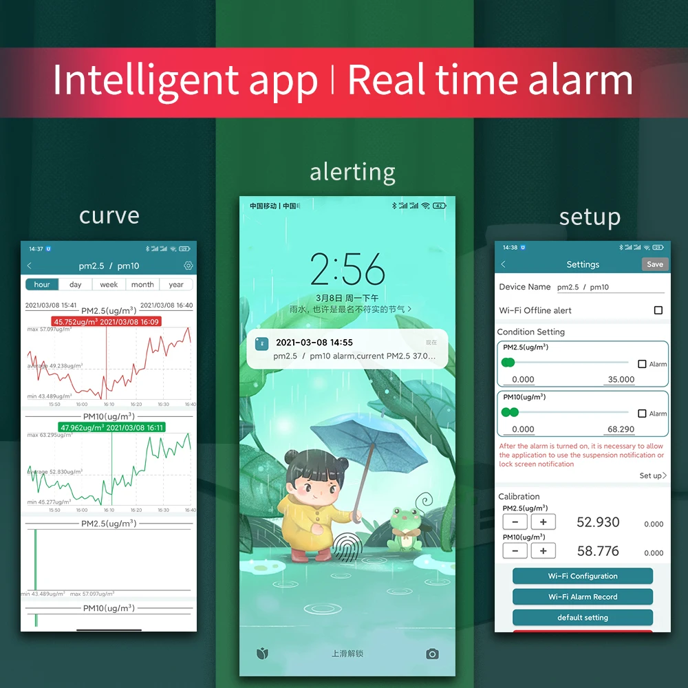 Jaalee-detector de calidad del aire, alarma inalámbrica con WiFi, pm2.5, pm10, JPM-U