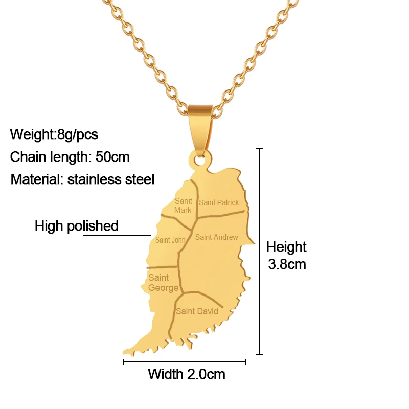 SONYA GRENADA Map Pendant Necklaces For Women/Men Stainless Steel Material Gold Color Charm Gabuutih Jewelry Gift