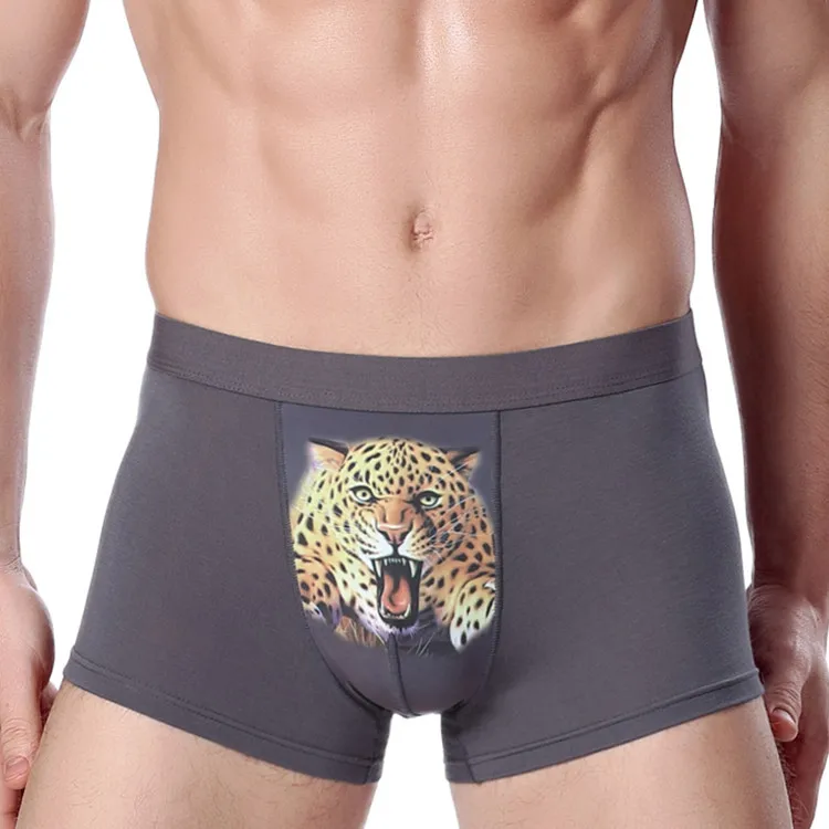 Tiger Alien Pattern Male Panties Cotton Men's Underwear Boxers Breathable Man Boxer Solid Underpants Comfortable Brand Shorts