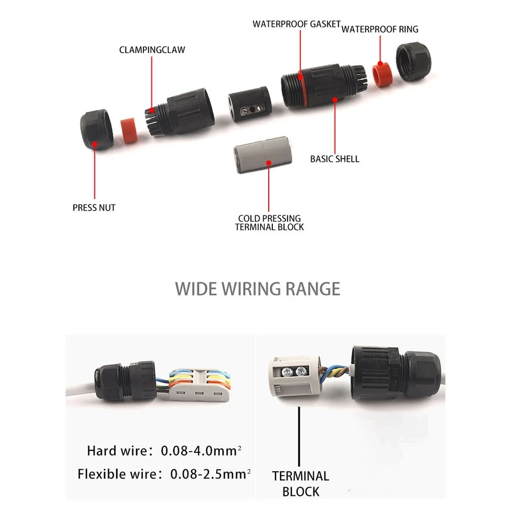 Conector de Cable eléctrico Industrial resistente al agua IP68, enchufe para exteriores de 2/3 Pines, Conector recto resistente al agua, Scre rápido